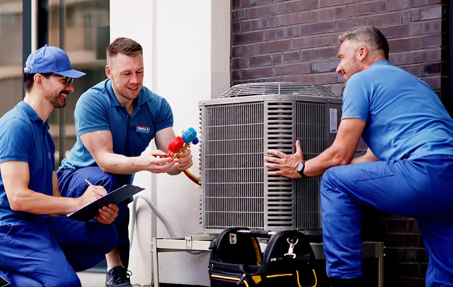 Service work on an air conditioner