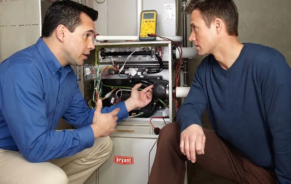 HVAC Technician explaining to Client
